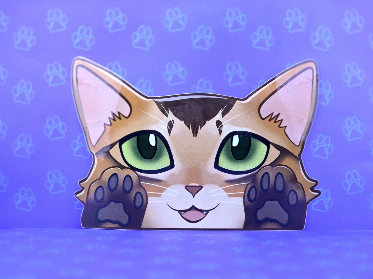 Cat-Window-Peeker Somali Cat Peeking Sticker |Cat Face| 5.12 " x 3.5 "