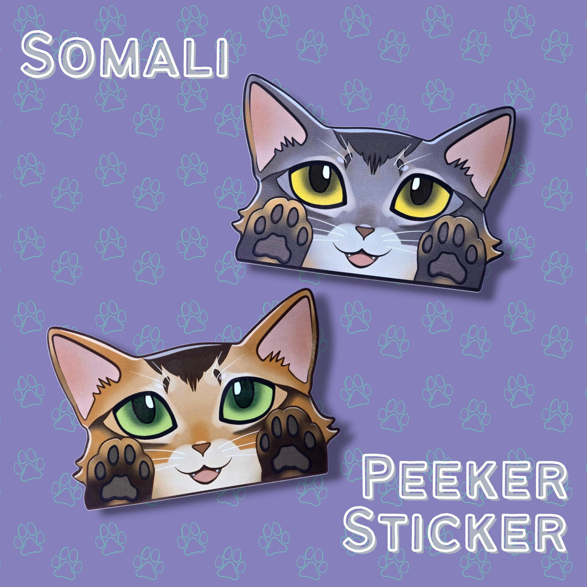 Cat-Window-Peeker Somali Cat Peeking Sticker |Cat Face| 5.12 " x 3.5 "