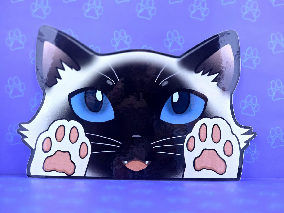 Cat-Window-Peeker Birman Cat Peeking Sticker |Cat Face| 5.46"x3.5"