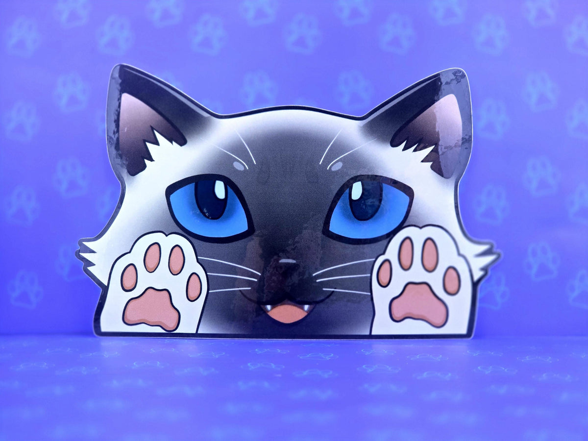 Cat-Window-Peeker Birman Cat Peeking Sticker |Cat Face| 5.46"x3.5"