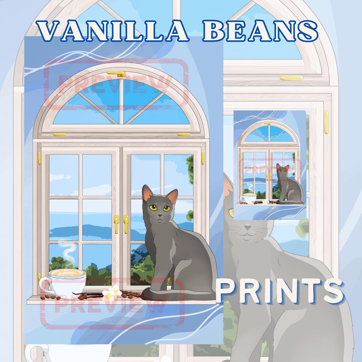 Vanilla Beans Art Print - Cat Lover Art Gift - 11" x 17" 4" x 6"