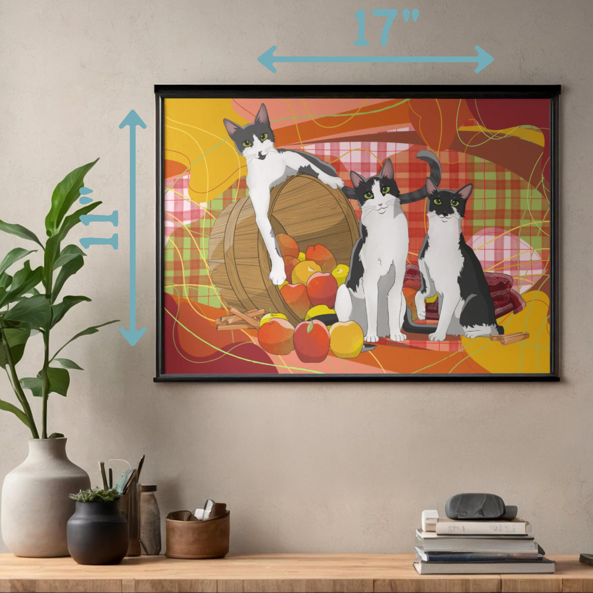 Pawpple Cider Art Print - Cat Lover Art Gift - 11" x 17" 4" x 6"
