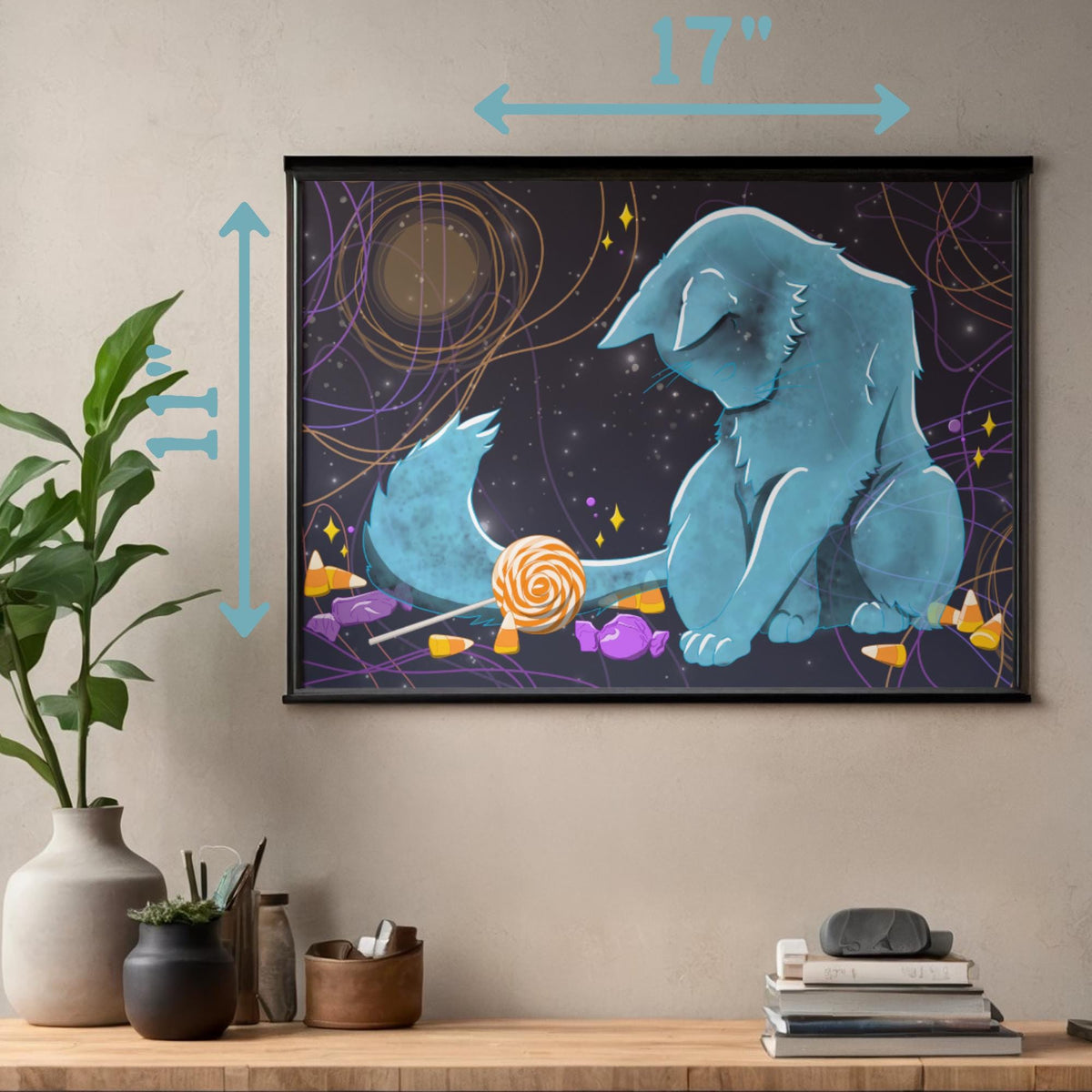 Trick Purr Treat Art Print - Cat Lover Art Gift - 11" x 17" 4" x 6"