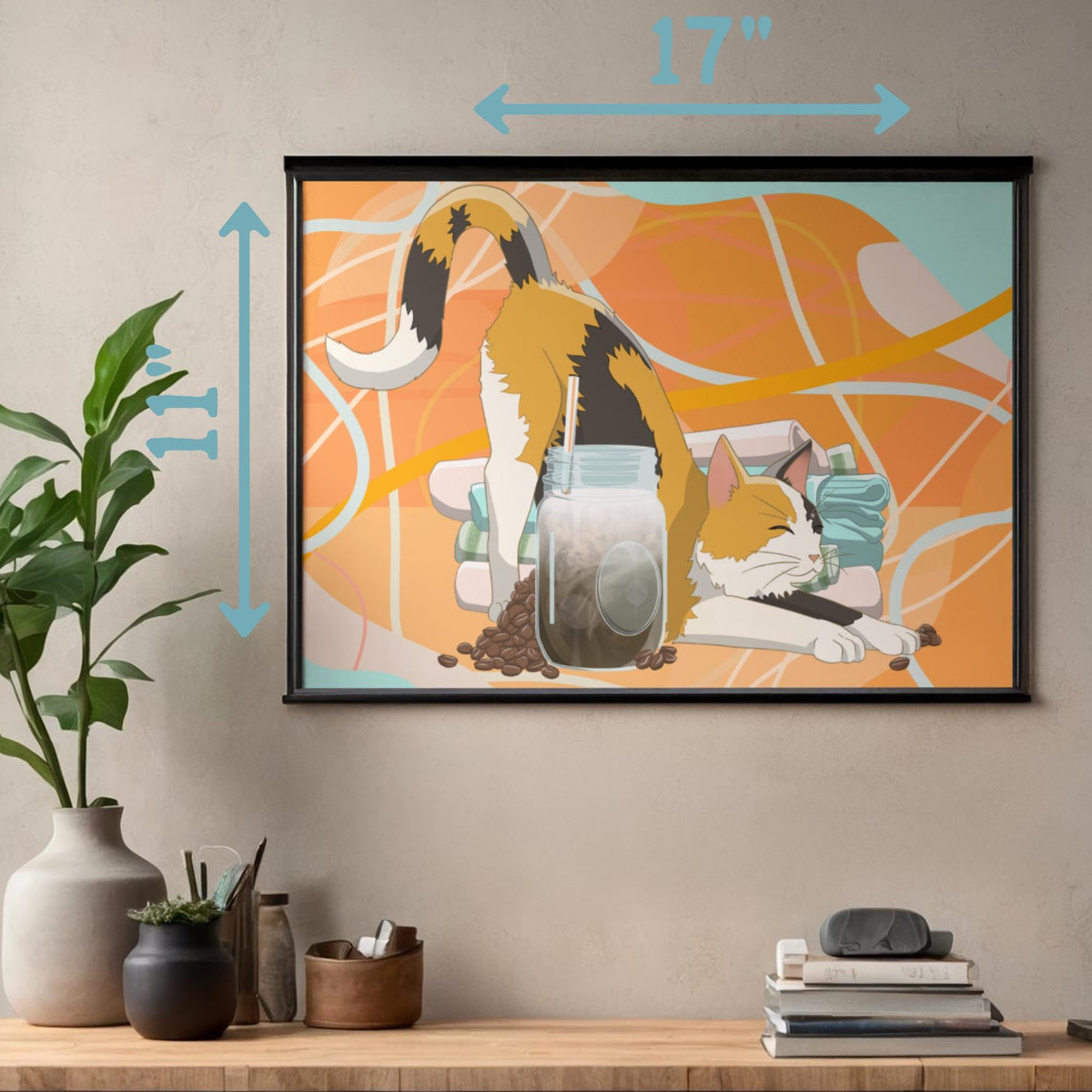 Calicold Brew Art Print - Cat Lover Art Gift - 11" x 17" 4" x 6"