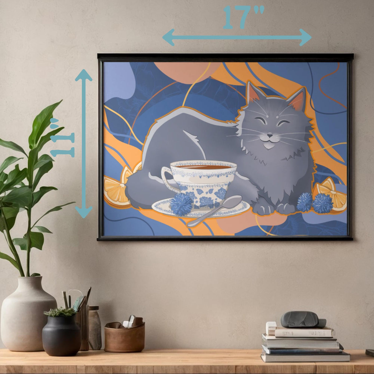 Purrl Grey Art Print - Cat Lover Art Gift - 11" x 17" 4" x 6"