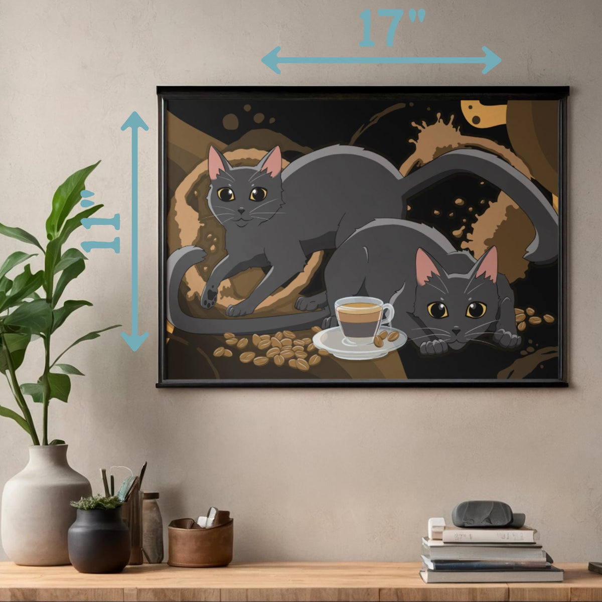 Zoomies Espurresso Art Print - Cat Lover Art Gift - 11" x 17" 4" x 6"
