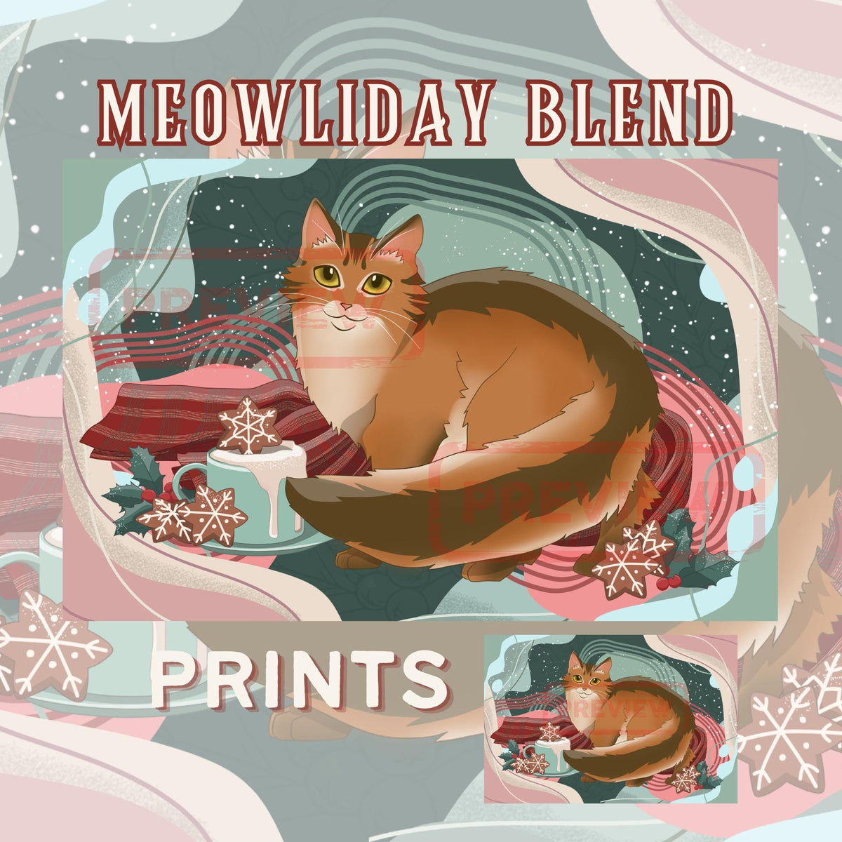 Salty Carameow Art Print - Cat Lover Art Gift - 11" x 17" 4" x 6"