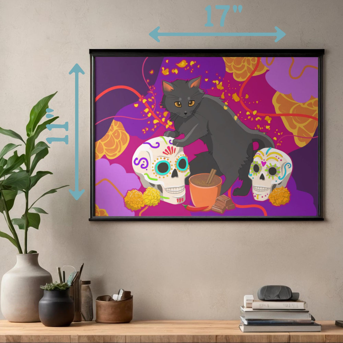 Dia de los Meowtos Art Print - Cat Lover Art Gift - 11" x 17" 4" x 6"