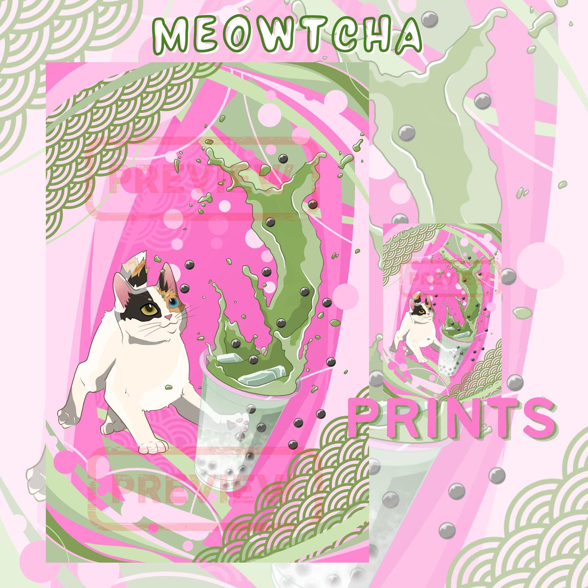 Meowtcha Art Print - Cat Lover Art Gift - 11" x 17" 4" x 6"