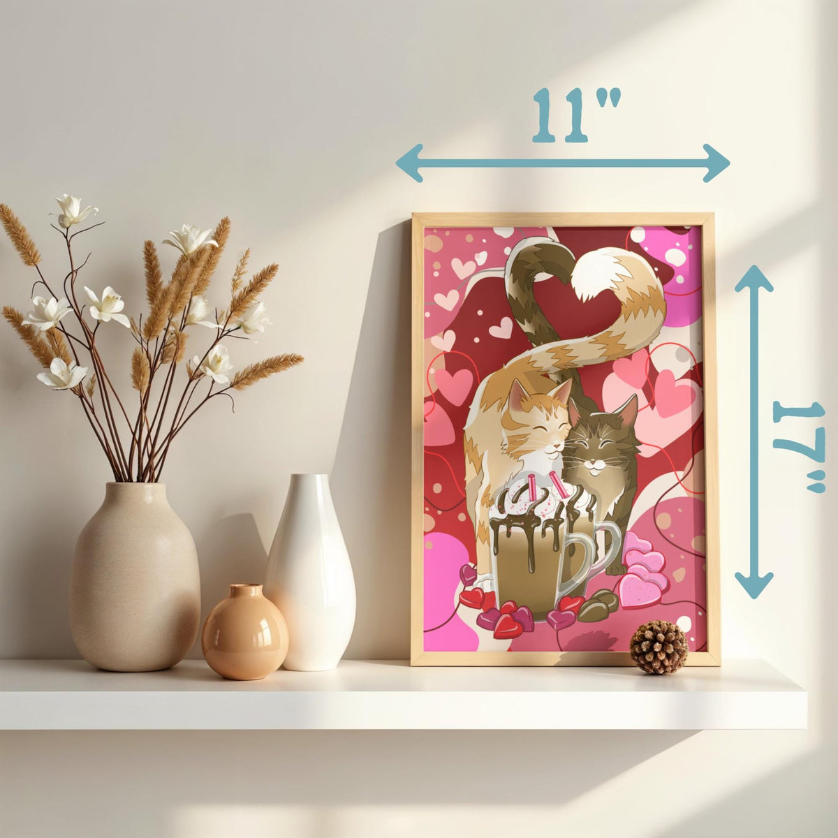 Purrfect Pair Art Print - Cat Lover Art Gift - 11" x 17" 4" x 6"