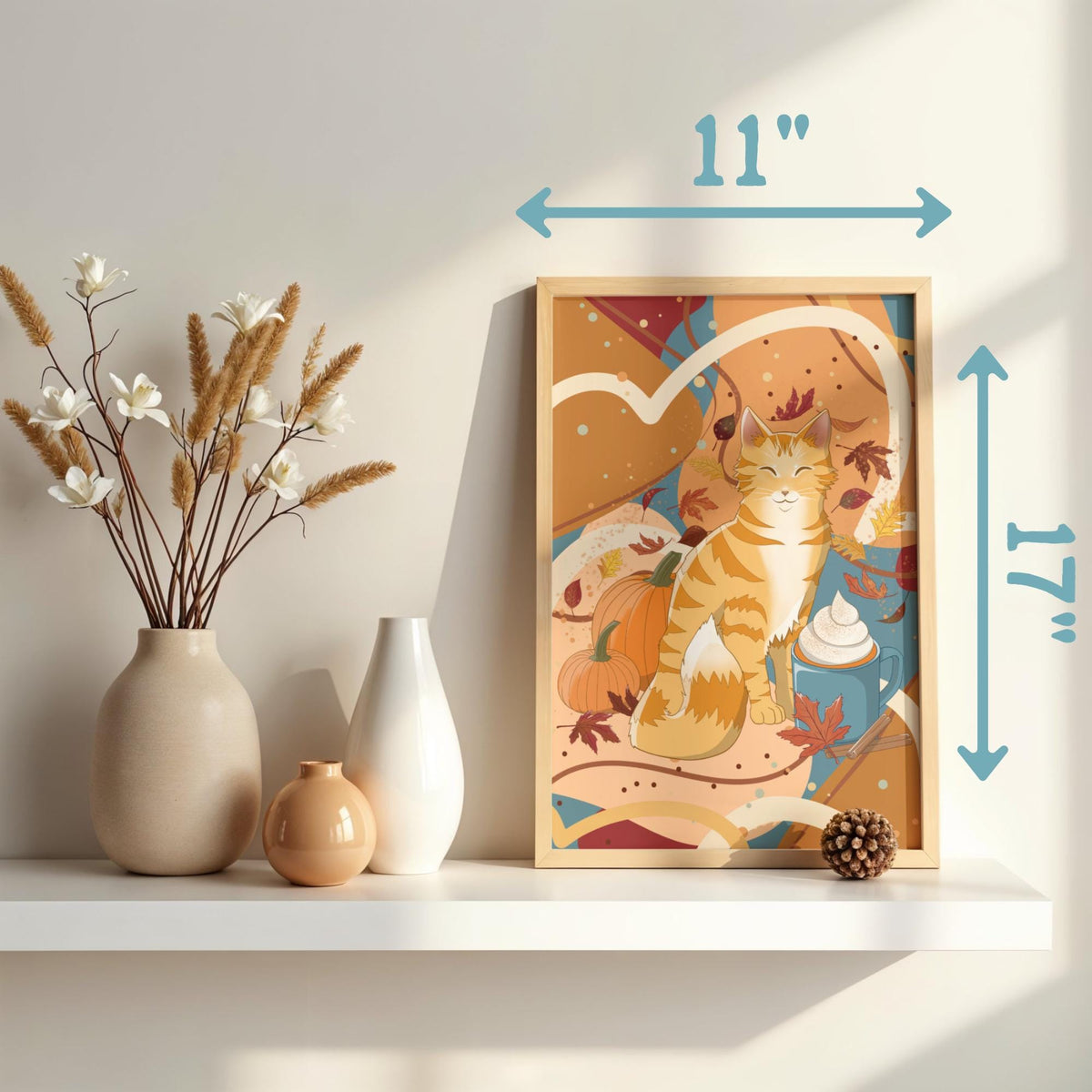 Pawmpkin Spice Art Print - Cat Lover Art Gift - 11" x 17" 4" x 6"