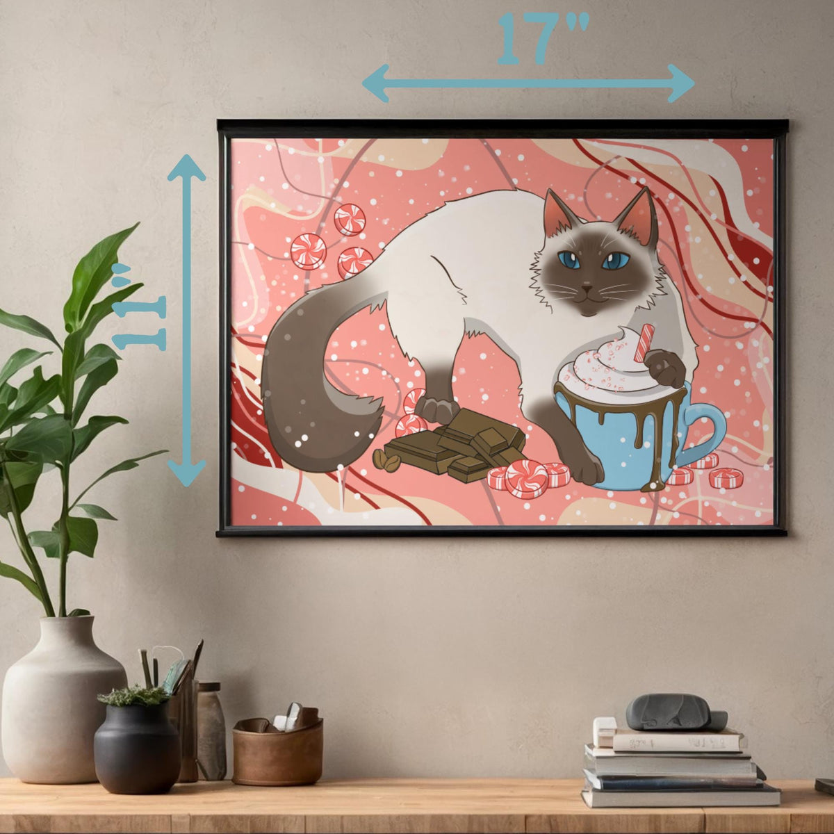 Pawpurrmint Meowcha Art Print - Cat Lover Art Gift - 11" x 17" 4" x 6"
