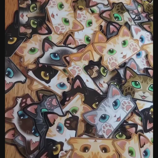 Cat-Mini-Peekers Cat Peeking Stickers |Cat Face and Paws| 2"x1.05"-2"x1.30"