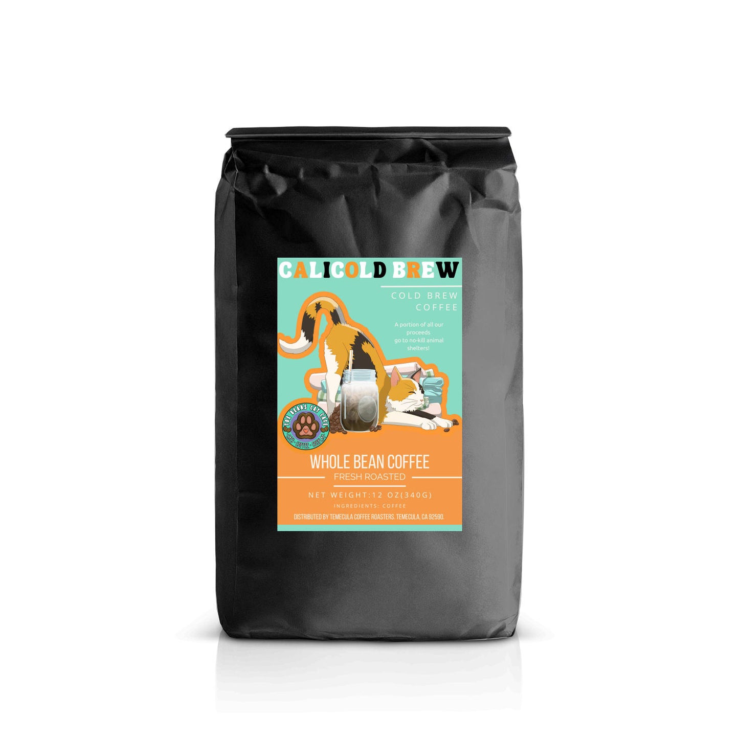 Calicold Brew Coffee Whole Bean Cold Brew - Nitro - Medium Roast Single Origin Coffee 12 oz.