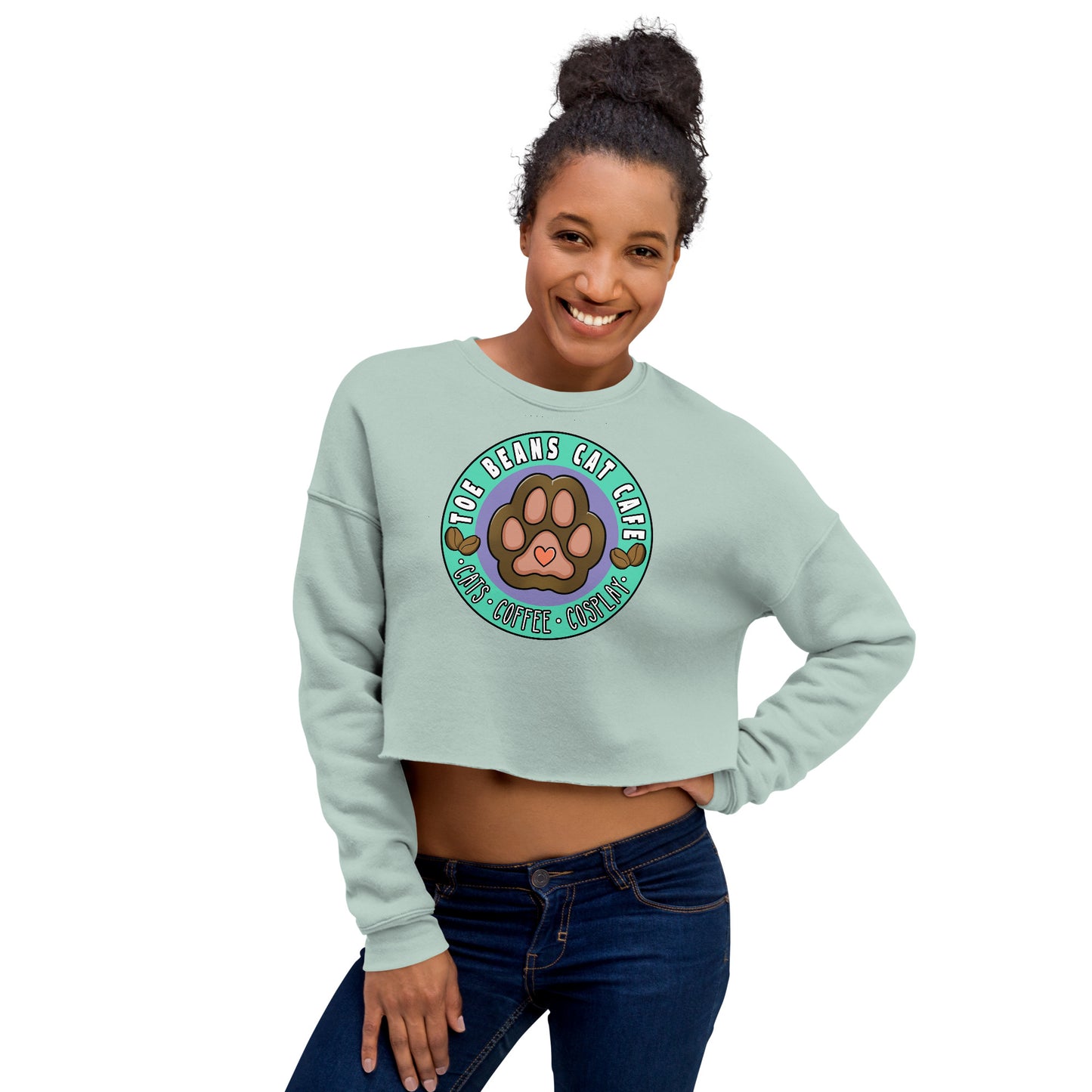 Toe Beans Cat Cafe Cropped Crewneck Sweater