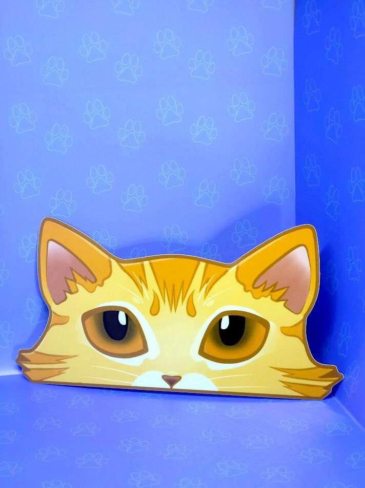 Cat-Window-Peeker Cat Peeking Sticker |Cat Face Sticker| Orange-Brown-Blonde 5.5"x2.84"