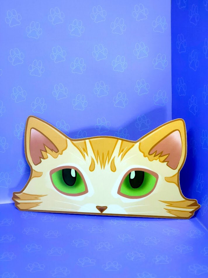 Cat-Window-Peeker Cat Peeking Sticker |Cat Face Sticker| Orange-Brown-Blonde 5.5"x2.84"