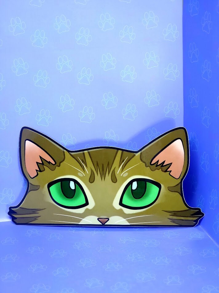 Cat-Window-Peeker Cat Peeking Sticker |Cat Face Sticker| Orange-Brown-Blonde 5.5"x2.84"