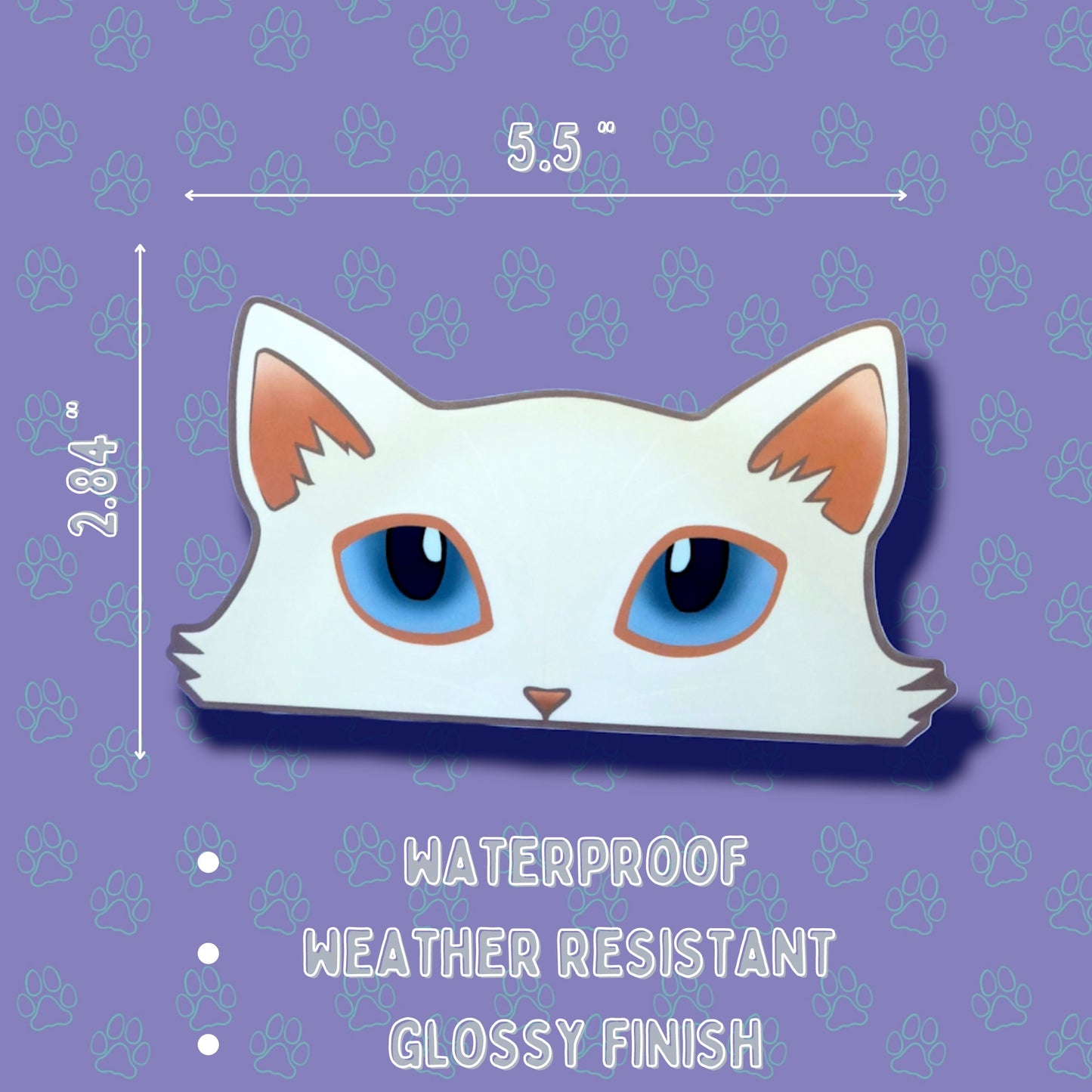 Cat-Window-Peeker Cat Peeking Sticker |Cat Face Sticker| Black-White 5.5"x2.84"