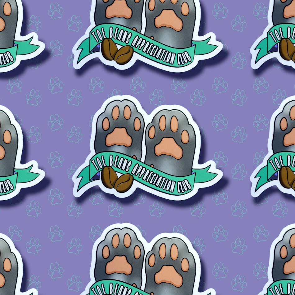 Cat-Cute-Matte Toe Beans Appreciation Club Sticker |Cat Quote Matte| 4"x2.76"
