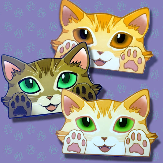 Cat-Window-Peeker Cat Peeking Sticker |Cat Face Paws Sticker| Orange-Brown-Blonde 5.5"x3.5"