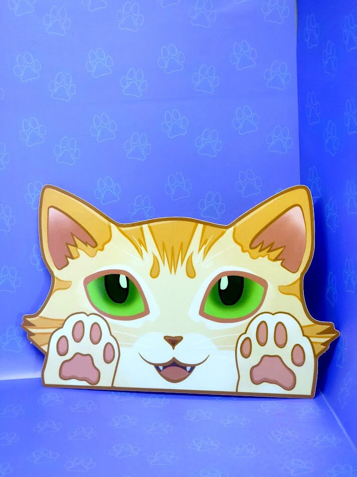 Cat-Window-Peeker Cat Peeking Sticker |Cat Face Paws Sticker| Orange-Brown-Blonde 5.5"x3.5"