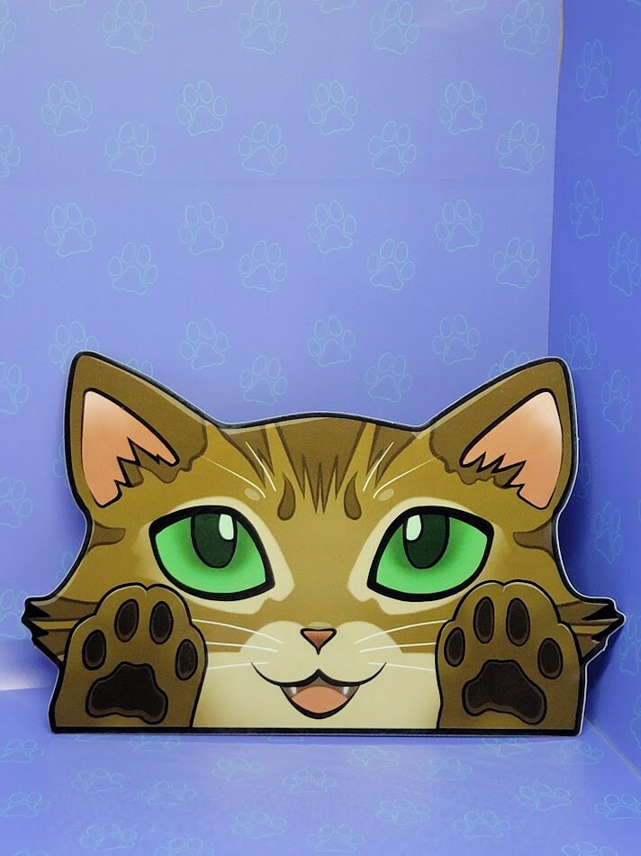 Cat-Window-Peeker Cat Peeking Sticker |Cat Face Paws Sticker| Orange-Brown-Blonde 5.5"x3.5"