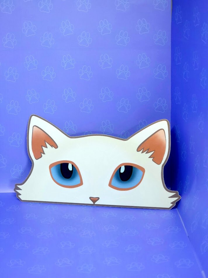 Cat-Window-Peeker Cat Peeking Sticker |Cat Face Sticker| Black-White 5.5"x2.84"