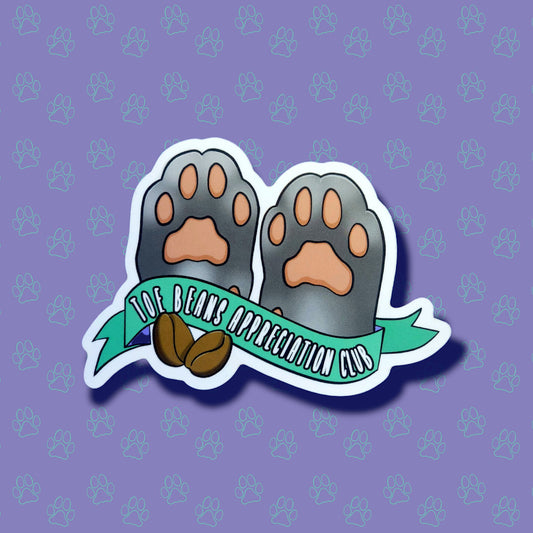 Cat-Cute-Matte Toe Beans Appreciation Club Sticker |Cat Quote Matte| 4"x2.76"