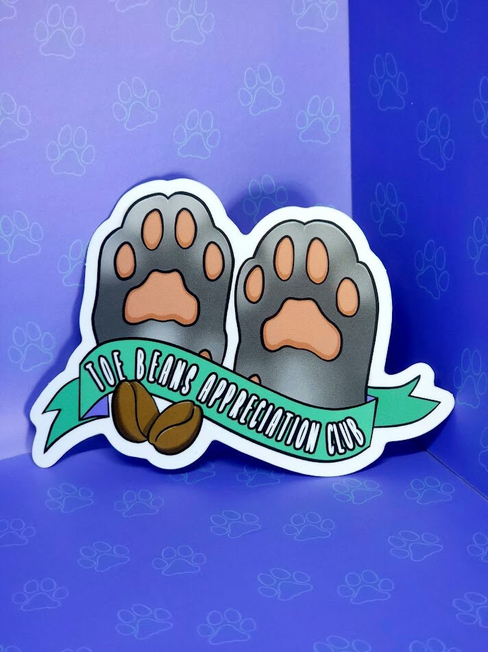 Cat-Cute-Matte Toe Beans Appreciation Club Sticker |Cat Quote Matte| 4"x2.76"