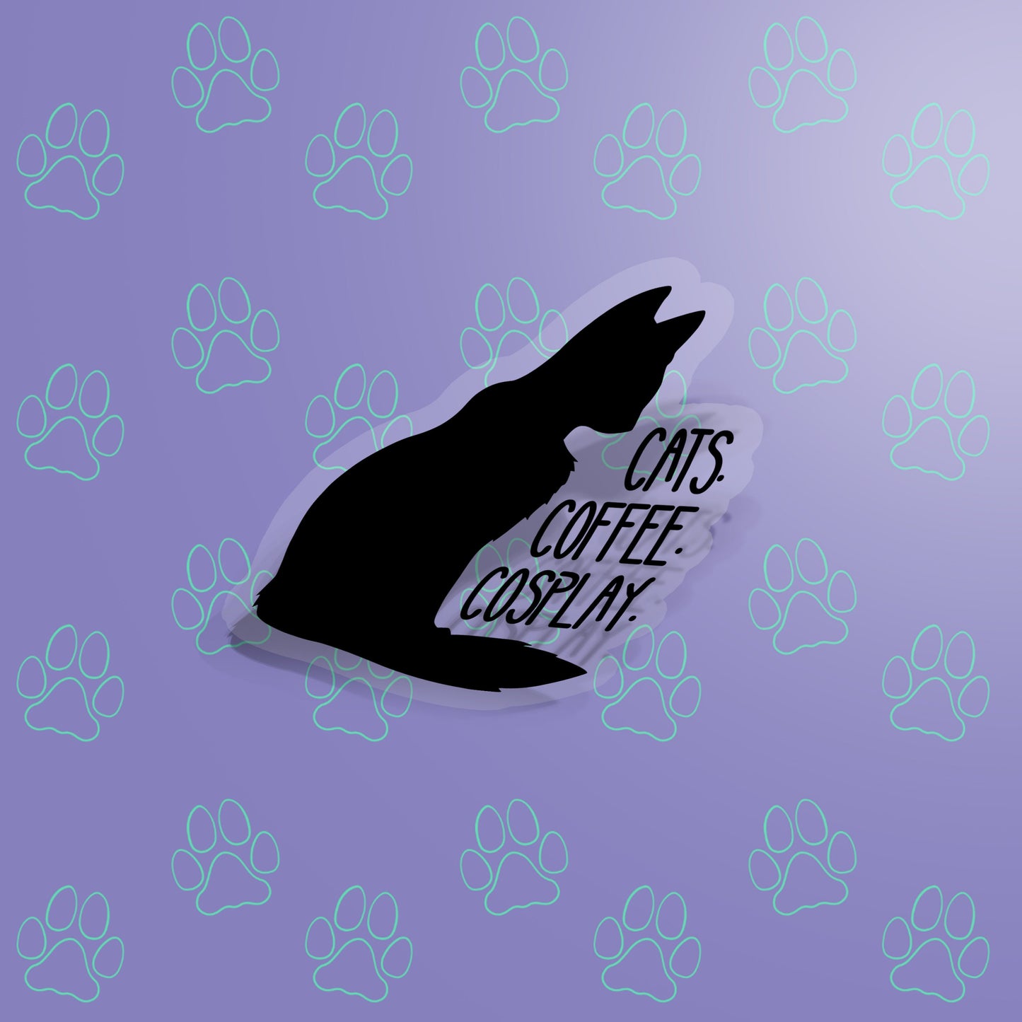 Cat-Cute-Clear-Funny-Quote-Vector Cute Clear Cat Sticker Cat Coffee Cosplay | Cat Sticker Clear | 3.75"x4"