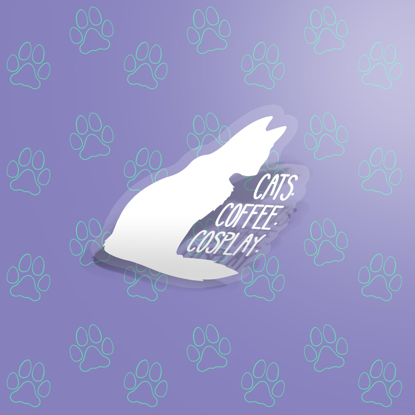 Cat-Cute-Clear-Funny-Quote-Vector Cute Clear Cat Sticker Cat Coffee Cosplay | Cat Sticker Clear | 3.75"x4"