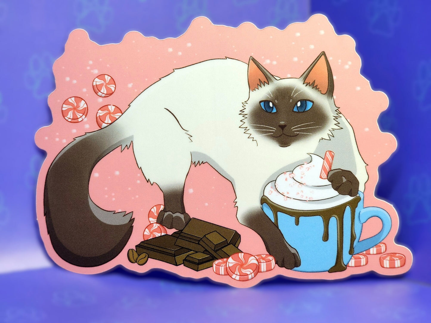 Pawpurrmint Meowcha Cat-Cute-Matte Peppermint Mocha Coffee Sticker |Cat Sticker Matte| 4" x 3"