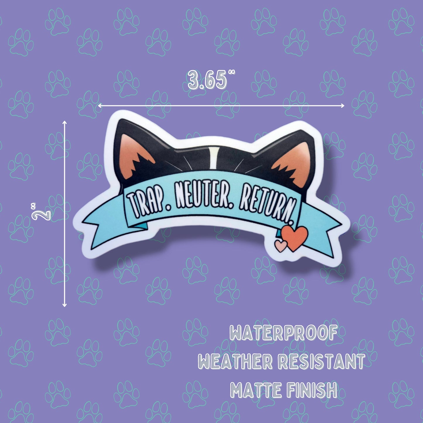 Cat-Cute-Matte Sticker - Trap Neuter Return - TNR Support - Snip 'Em and Tip 'Em - No Balls No Brawls - Show Me Your Tips - 3.65"x2"