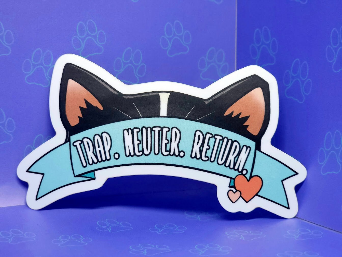 Cat-Cute-Matte Sticker - Trap Neuter Return - TNR Support - Snip 'Em and Tip 'Em - No Balls No Brawls - Show Me Your Tips - 3.65"x2"