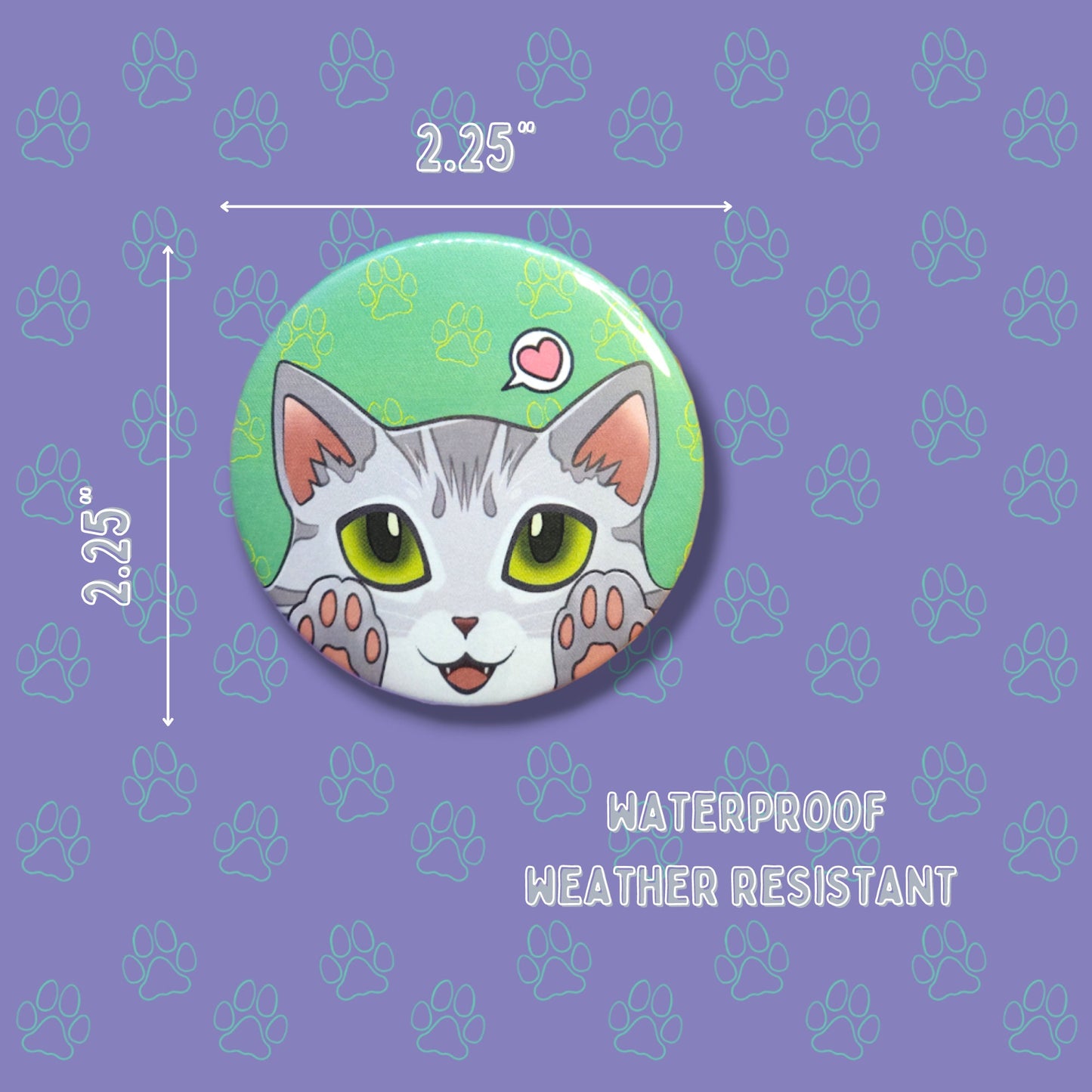 Cat-Cute-Button-Pins - Cat Peeker Buttons - Cat Face Pin - Toe Bean Peeker Pins - Cat Pinback Button - 2.25"