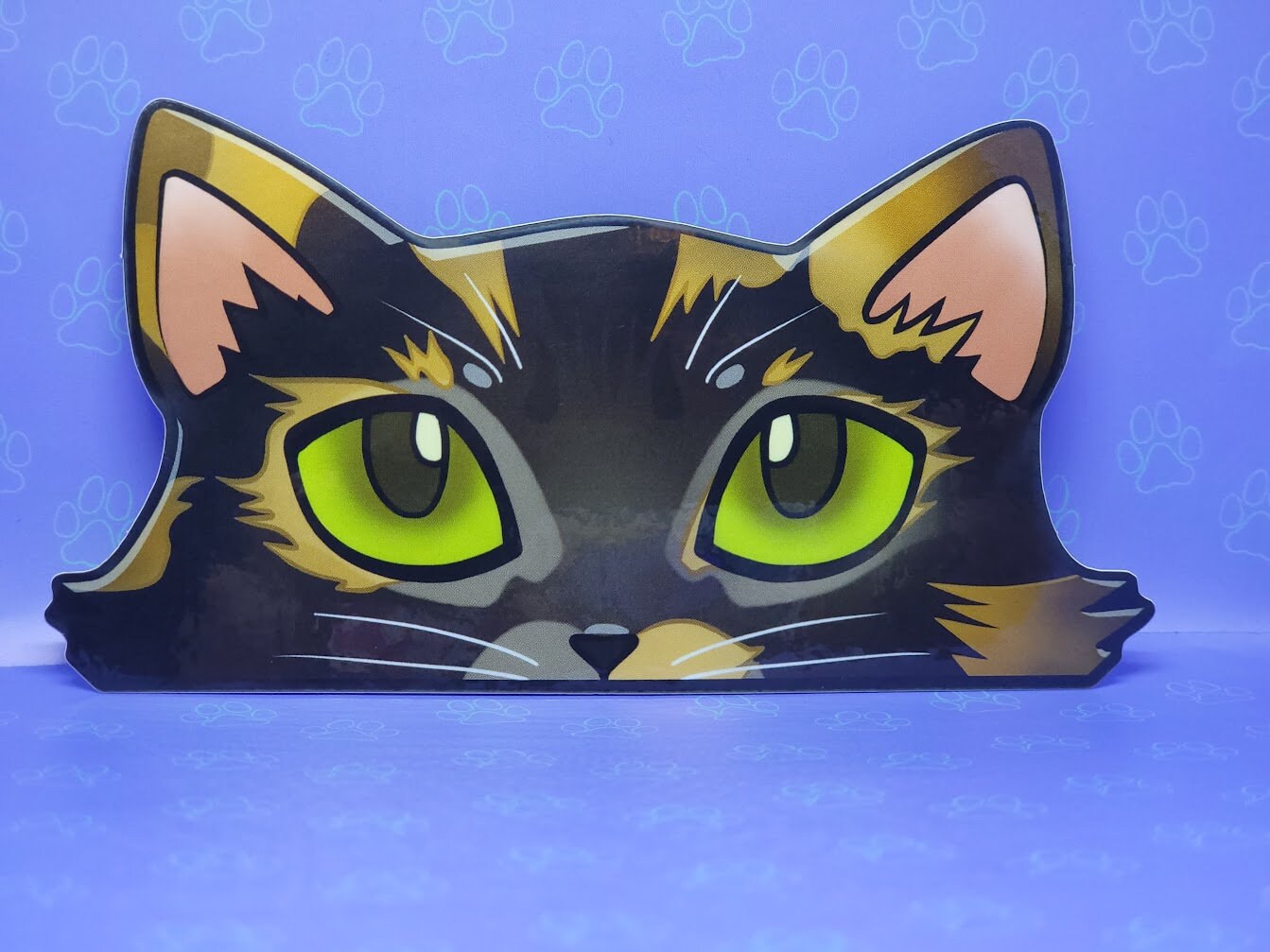 Cat-Window-Peeker Cat Peeking Sticker |Cat Face Sticker| Calico-Tortoiseshell 5.5"x2.84"