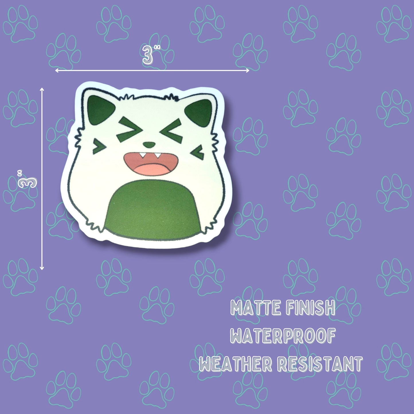 Cat-Cute-Matte Onyagiri - Rice Ball - Kawaii Onigiri Cat Face Sticker |Cat Expressions Funny Sticker Matte| 3"x3"