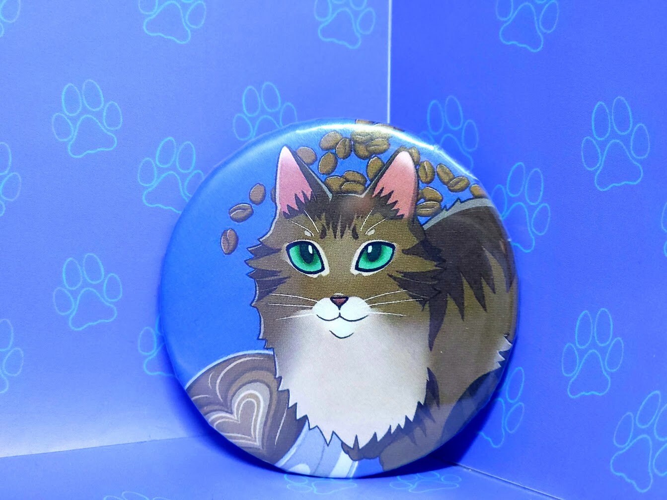 Cat-Cute-Button-Pins - Cat Coffee Buttons - Cappuccino Latte Pumpkin Spice Salted Caramel Peppermint Mocha Pin - Cat Pinback Button - 2.25"