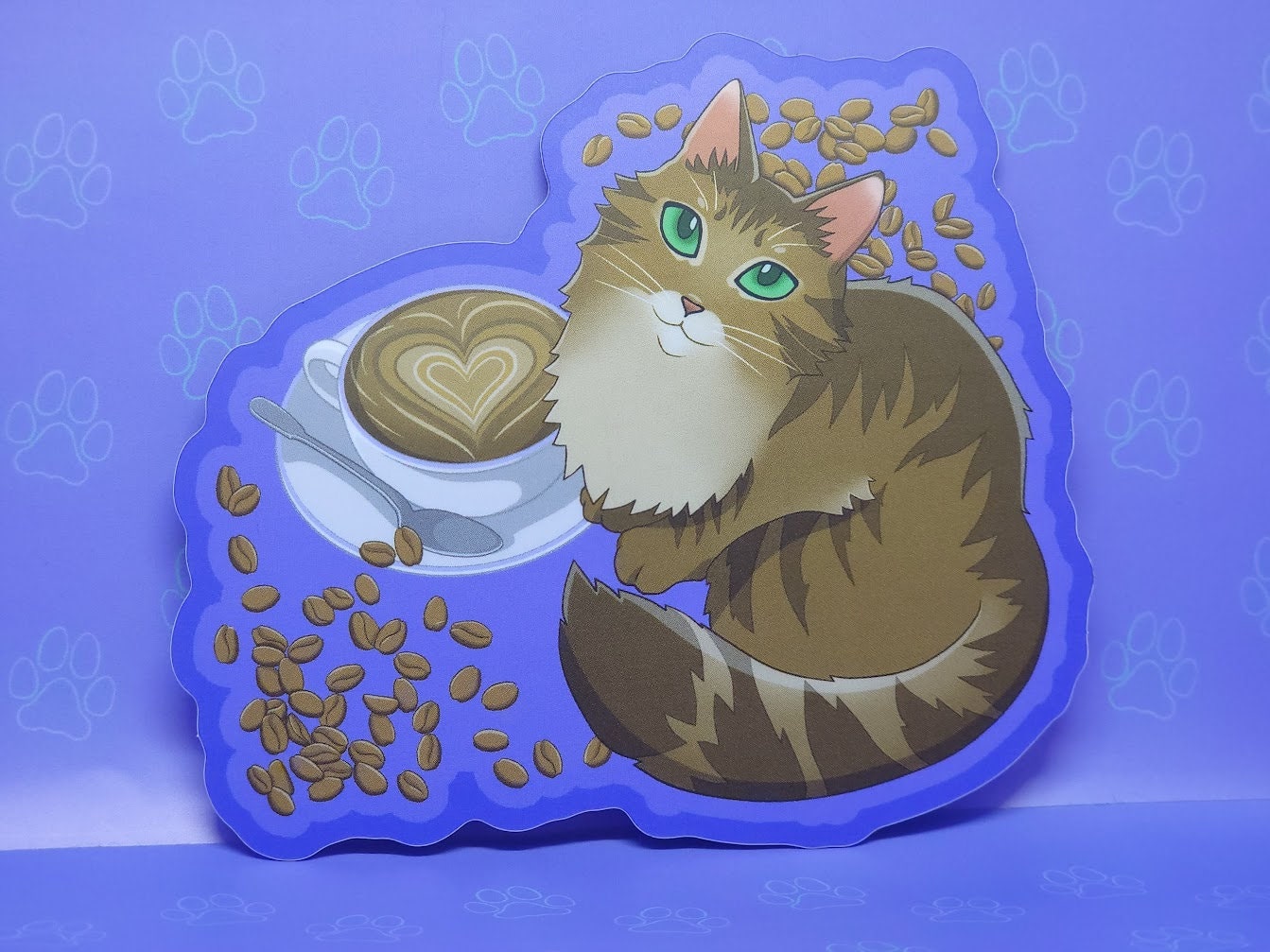 Catpurrccino Cat-Cute- Cappuccino Coffee Cat Sticker |Cat Sticker Matte| 3.58" x 4"