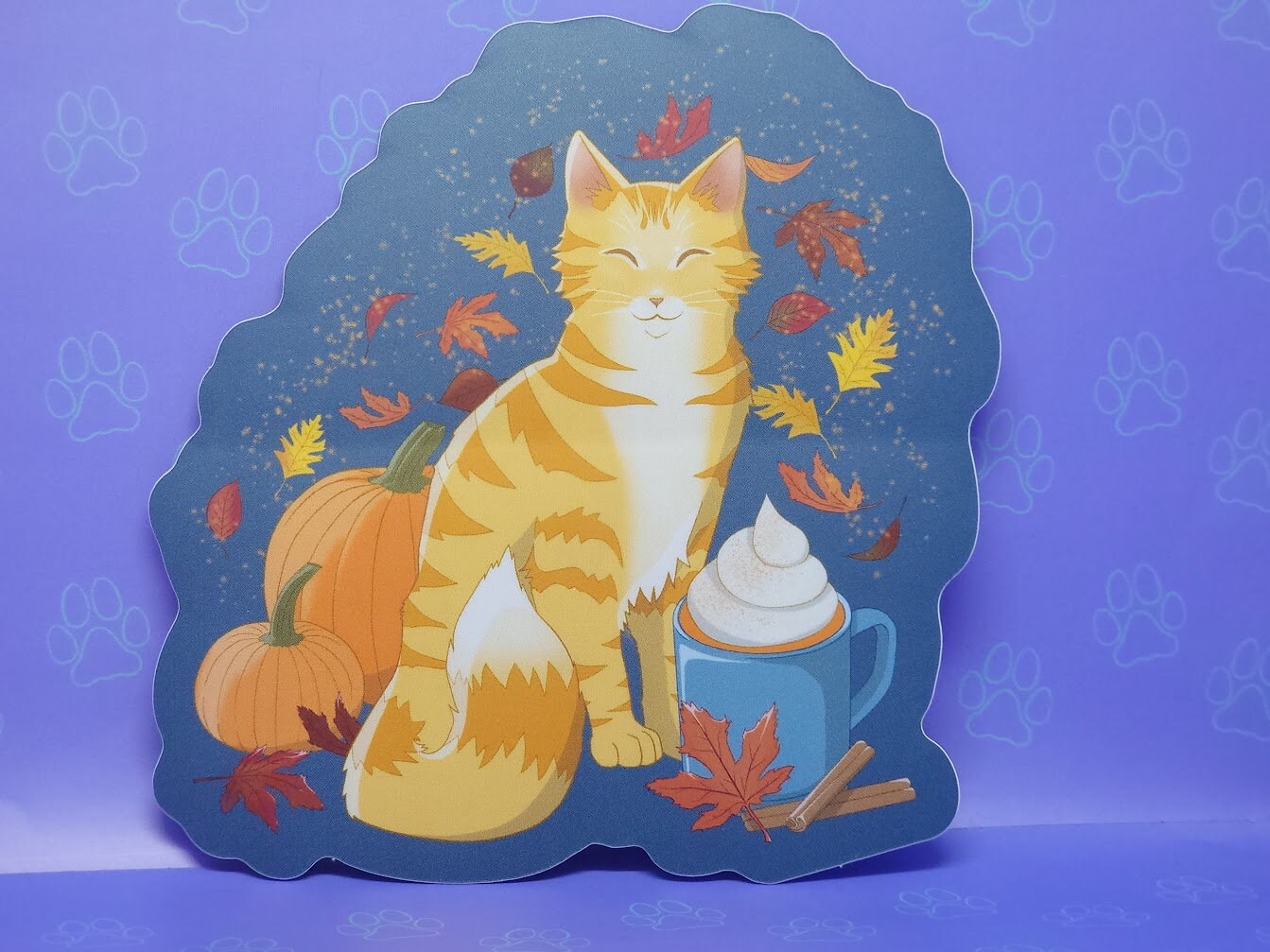Pawmpkin Spice Cat-Cute-Matte Pumpkin Spice Latte Coffee Cat Sticker |Cat Sticker Matte| 3.85" x 4"