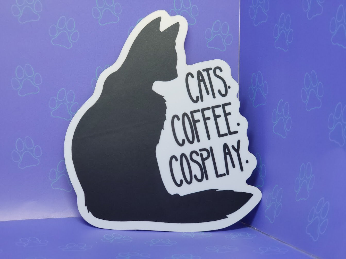 Cat-Cute-Matte-Funny-Quote-Vector Cute Matte Cat Sticker Cat Coffee Cosplay | Cat Sticker Matte | 3.23"x3.5"