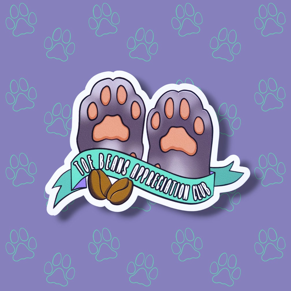 Cat-Cute Toe Beans Appreciation Club Flexible Magnet |Cat Fridge Magnet| 3"x2"
