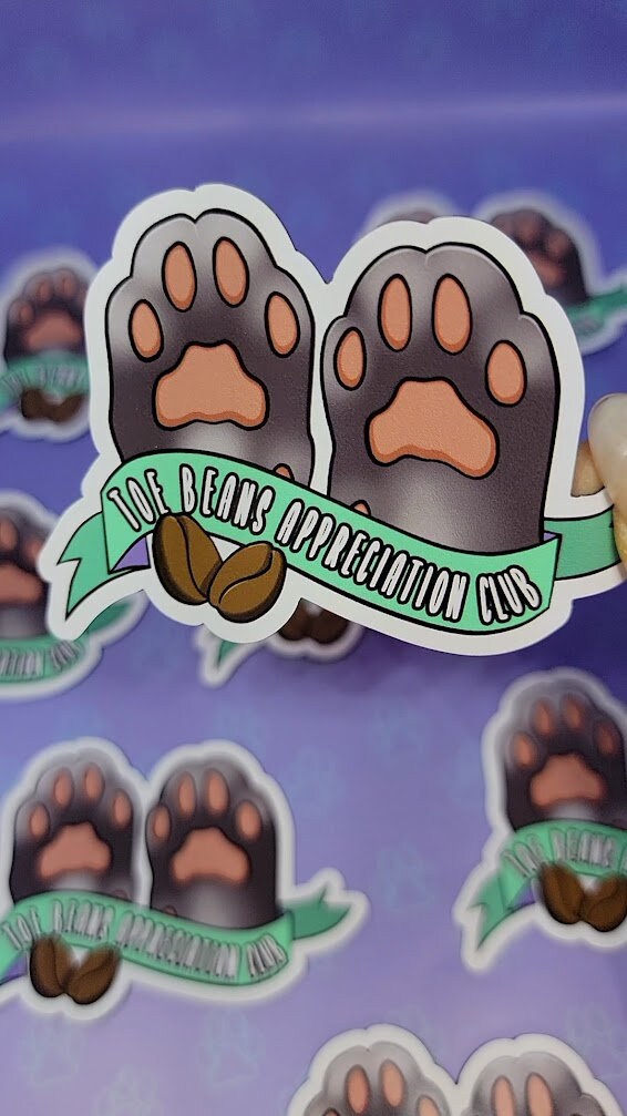 Cat-Cute Toe Beans Appreciation Club Flexible Magnet |Cat Fridge Magnet| 3"x2"