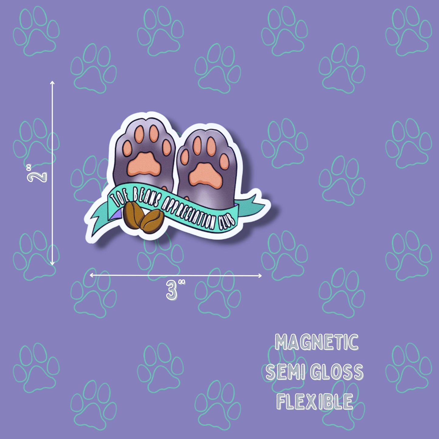 Cat-Cute Toe Beans Appreciation Club Flexible Magnet |Cat Fridge Magnet| 3"x2"