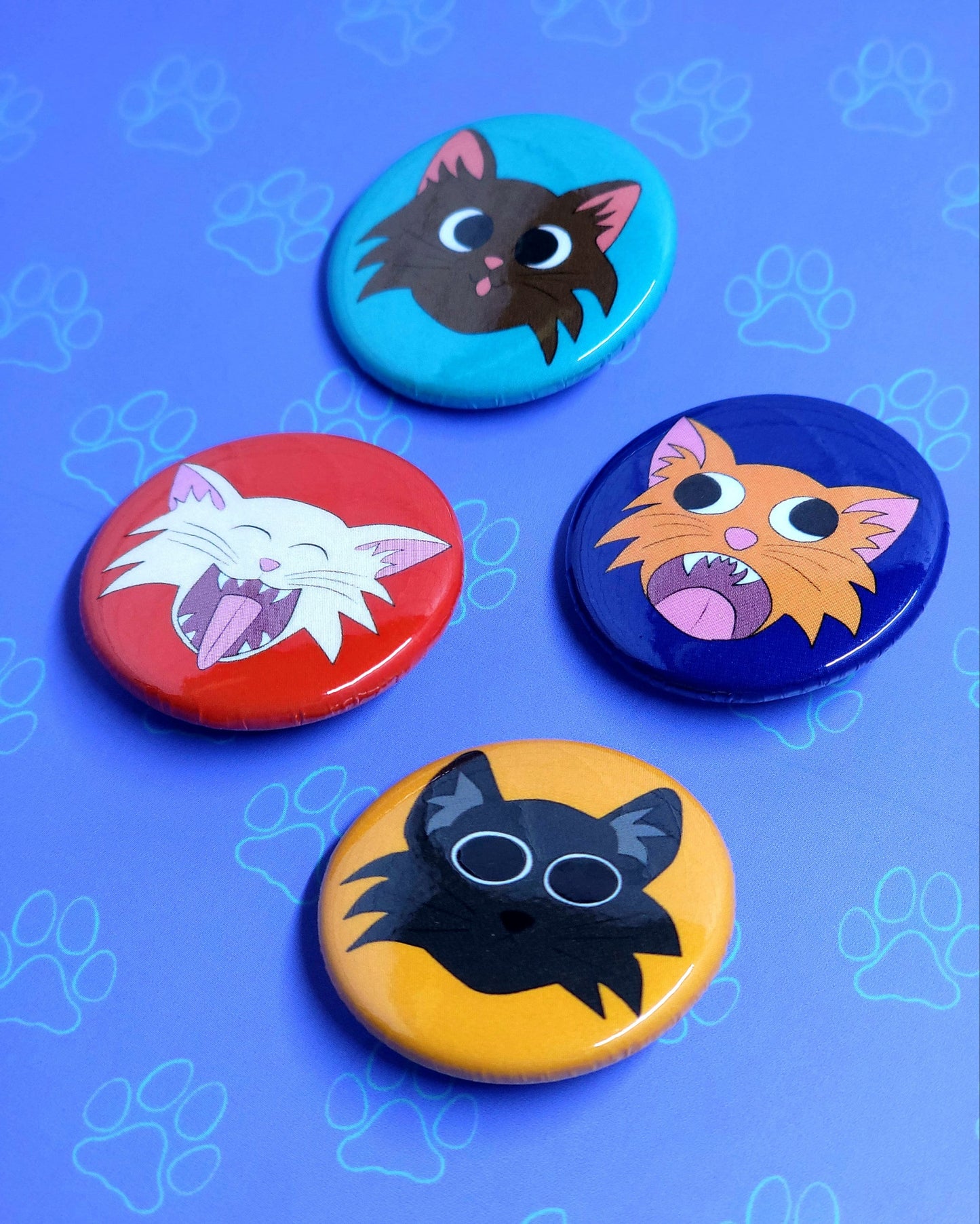 Cat-Cute-Matte Funny Expressions Mini Buttons |Cat Cute Pinback Buttons| 4 Pack 1.25"x1.25"