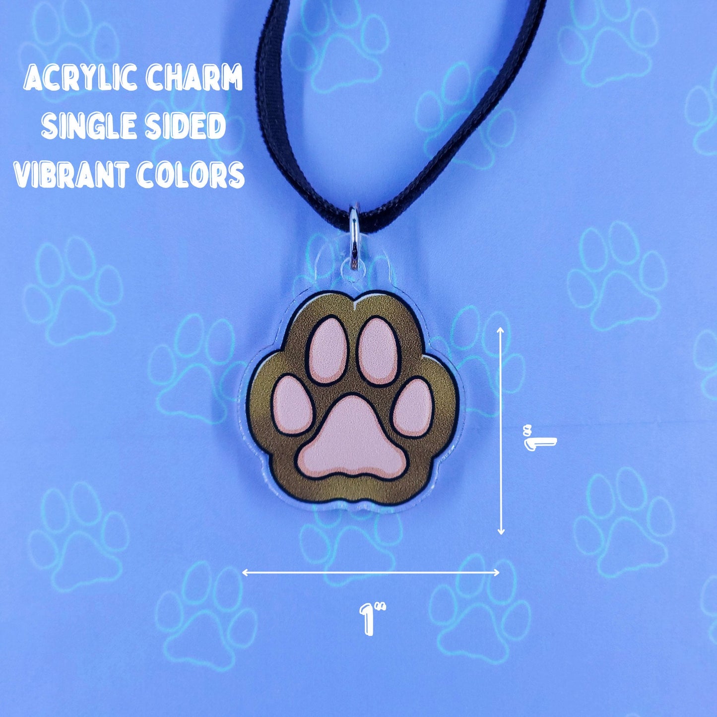 Cat-Paw-Acrylic-Choker-Necklace - Toe Beans Charm - Cat Necklace -  Acrylic Charm Black Velvet Choker Necklace - 1" x 1"