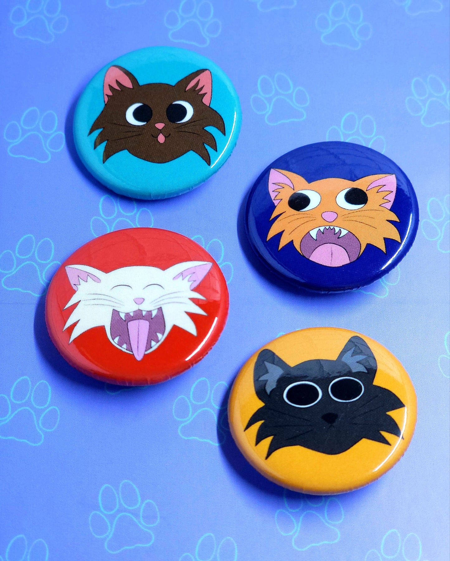 Cat-Cute-Matte Funny Expressions Mini Buttons |Cat Cute Pinback Buttons| 4 Pack 1.25"x1.25"